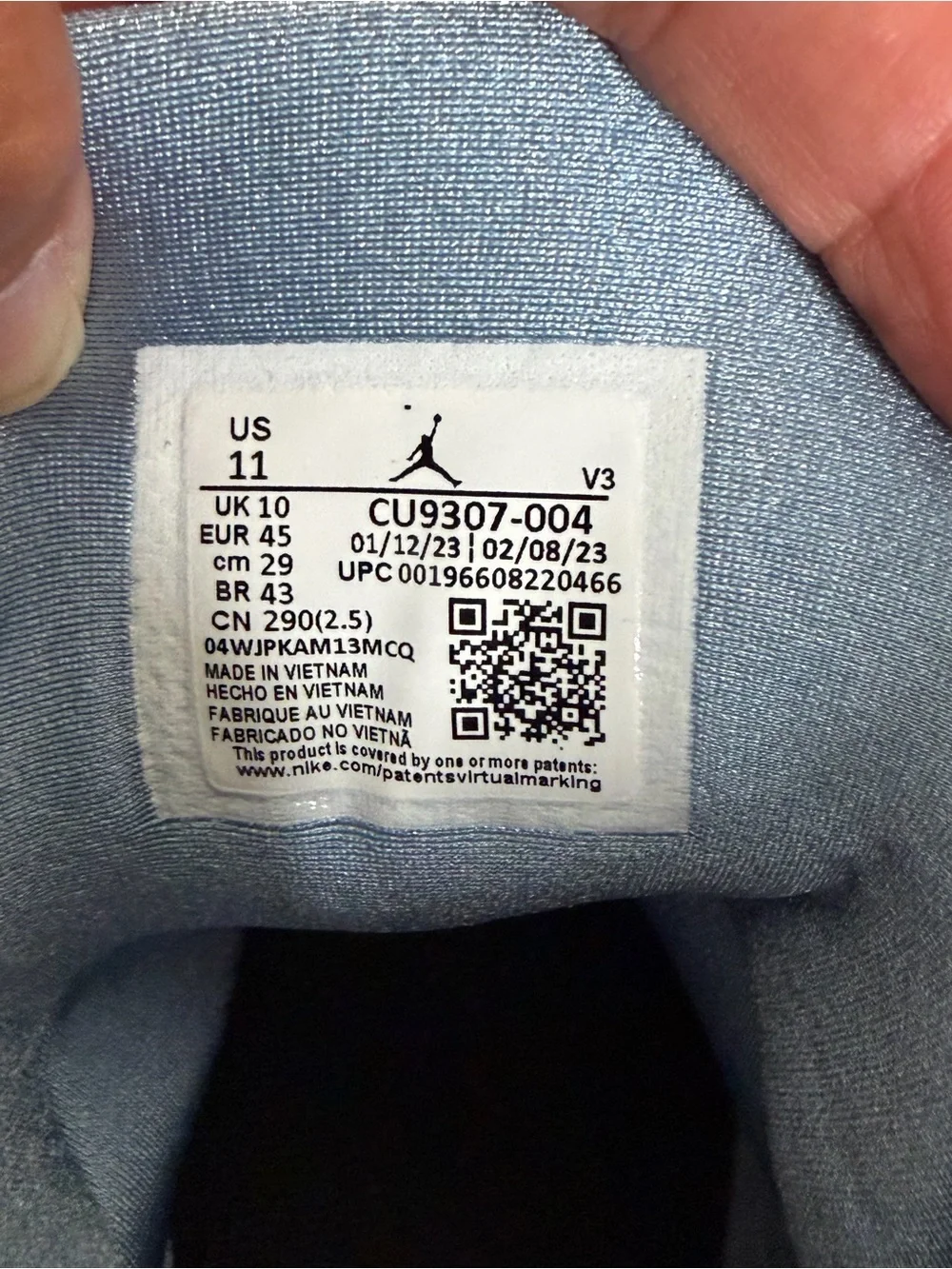 Air Jordan 7 Retro Chambray 2023 Black Blue Men’s size 11 #CU9307-004